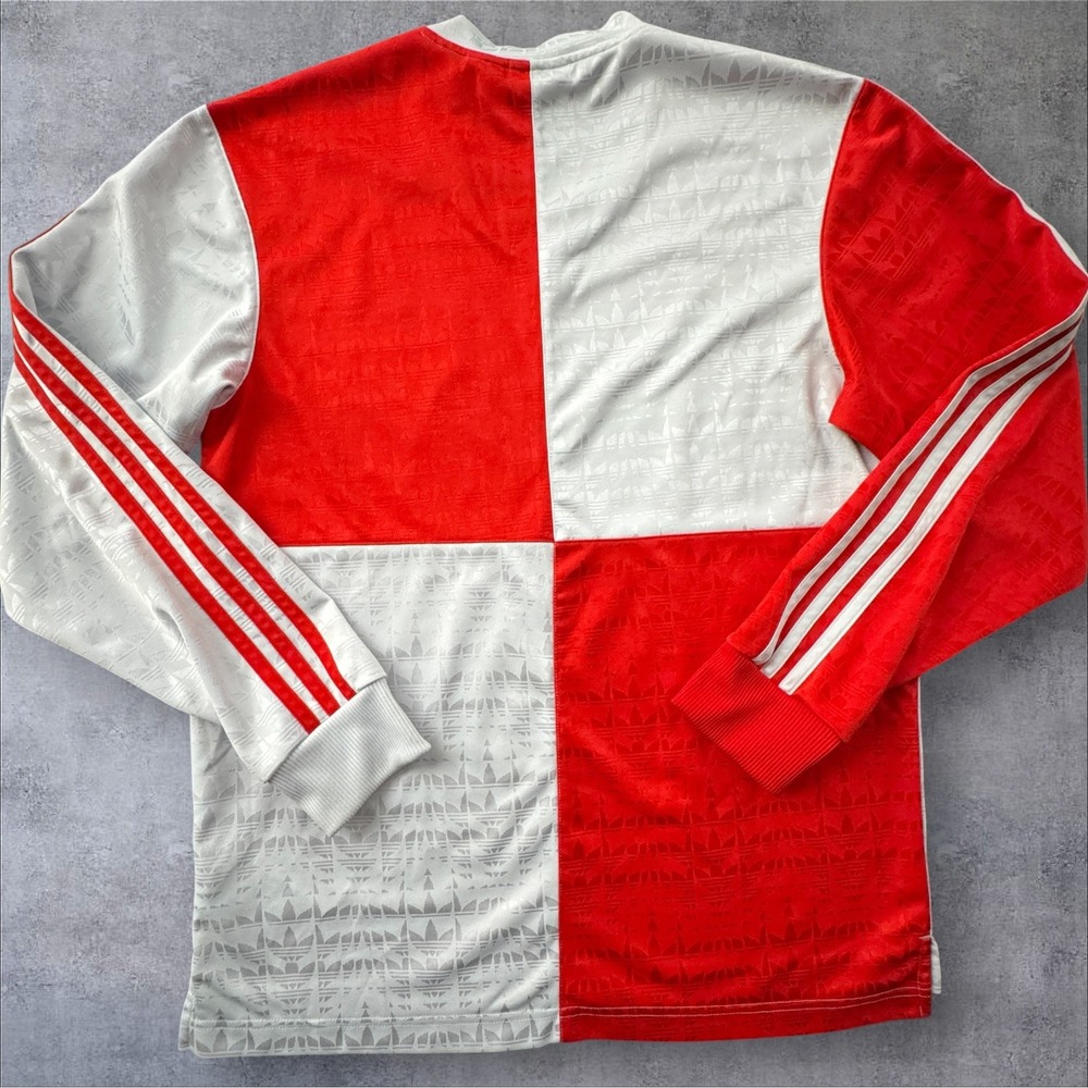 Adidas Skateboarding Checker Long Sleeve Club Jersey Medium Red White GR8764 - Picture 3 of 15